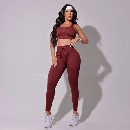 Conjunto Fitness Infinity Acanalado Vino