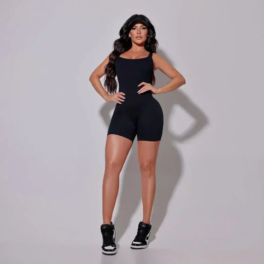 Mono Fitness Slin Negro Acanalado