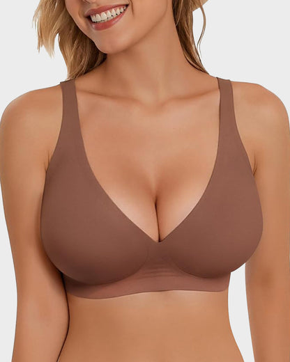 Sujetador push-up sin aros con escote profundo en V y sin costuras