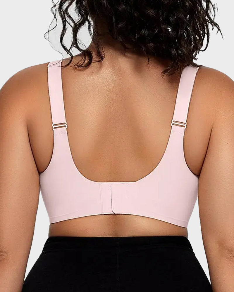 Bralette femenino sin aros con malla en V, cómodo y de soporte