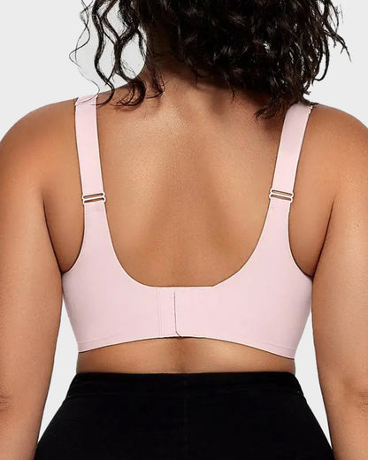 Bralette femenino sin aros con malla en V, cómodo y de soporte
