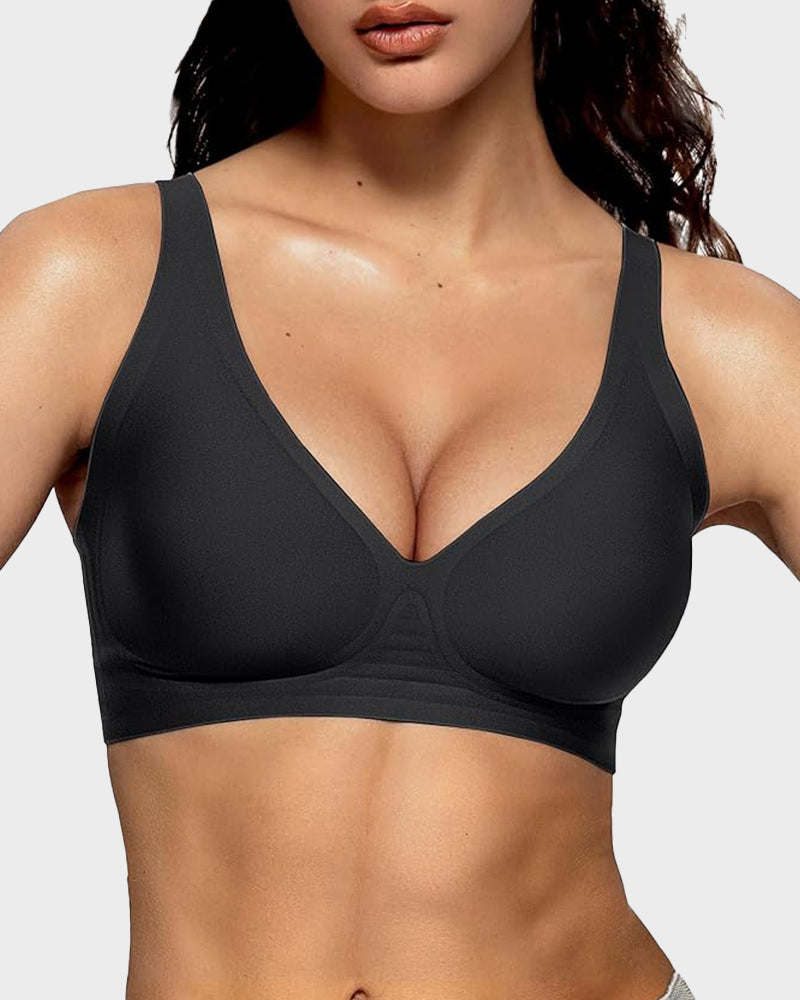 Sujetador push-up sin aros con escote profundo en V y sin costuras