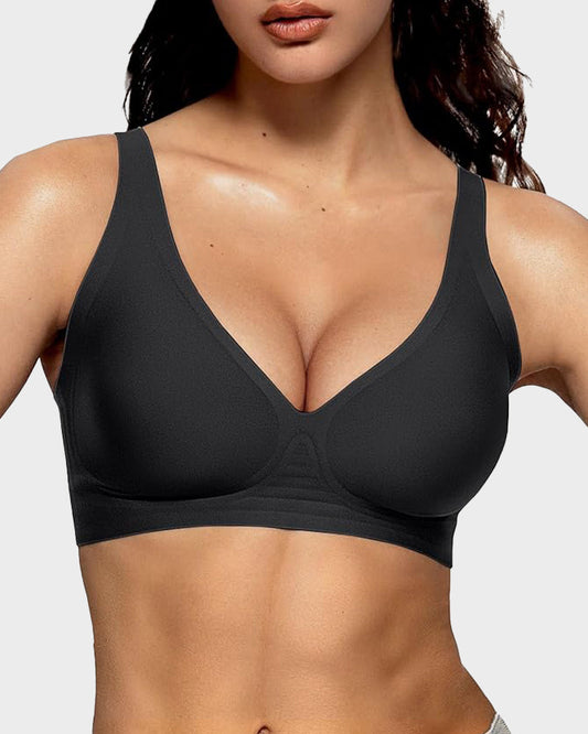 Sujetador push-up sin aros con escote profundo en V y sin costuras