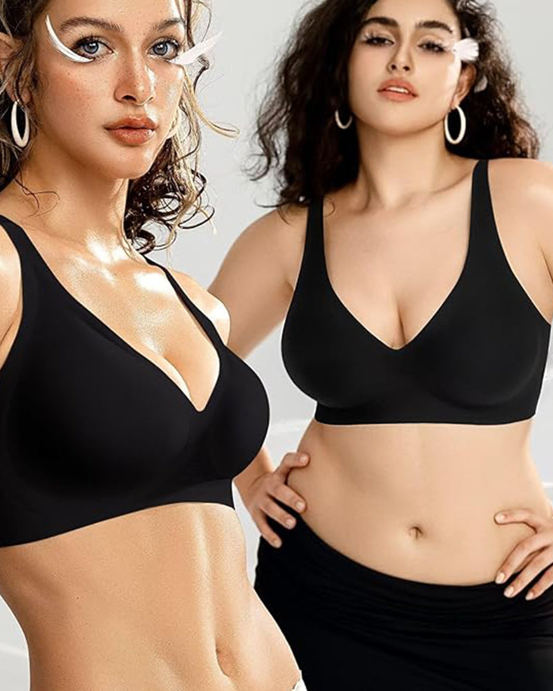 Sujetador push-up sin aros con escote profundo en V y sin costuras
