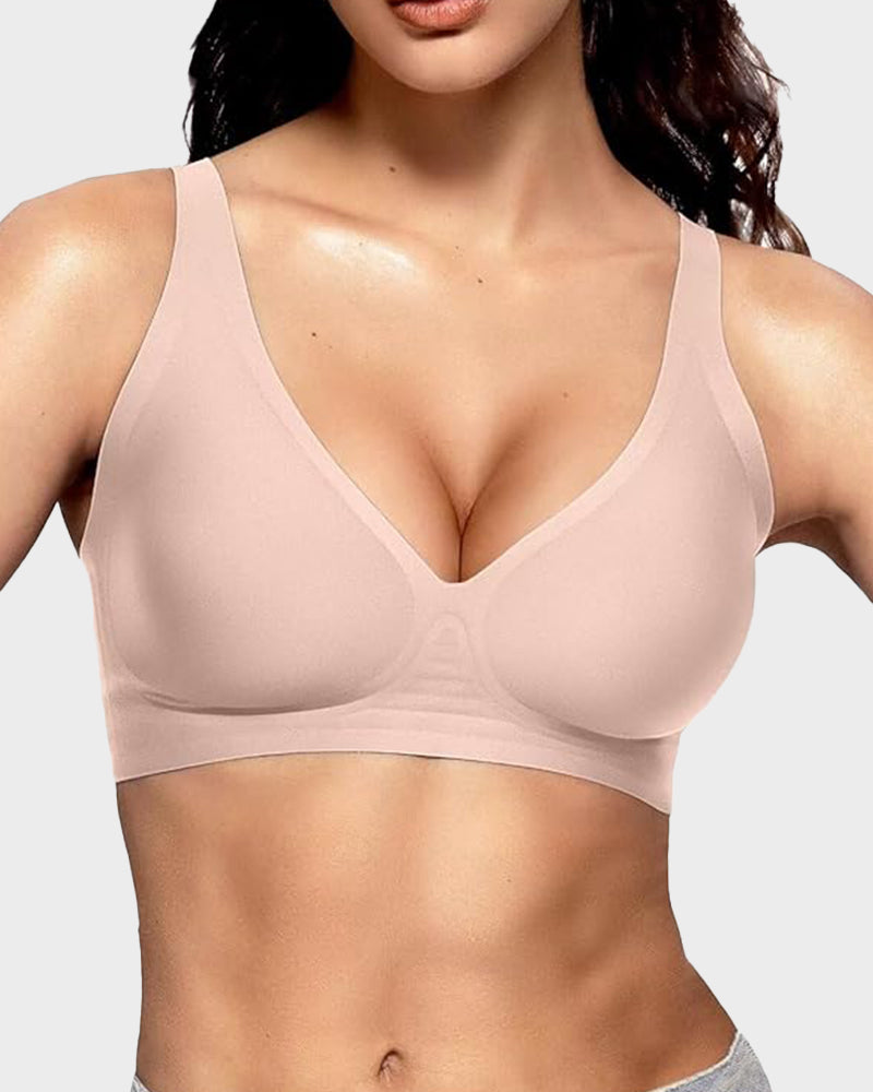 Sujetador push-up sin aros con escote profundo en V y sin costuras
